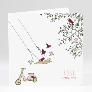 Faire-part de naissance Bercement chant d'oiseaux*Faire-part Elégant Best