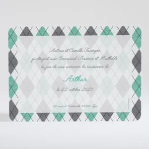 Faire-part de naissance Beau patchwork losanges*Faire-part Elégant Clearance