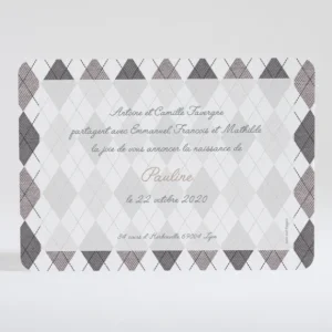 Faire-part de naissance Beau patchwork losanges*Faire-part Elégant Clearance