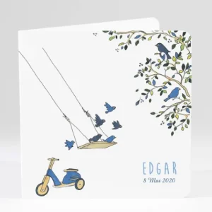 Faire-part de naissance Bercement chant d'oiseaux*Faire-part Elégant Best