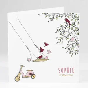 Faire-part de naissance Bercement chant d'oiseaux*Faire-part Elégant Best
