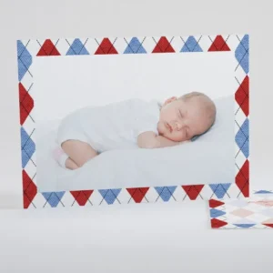 Faire-part de naissance Beau patchwork losanges*Faire-part Elégant Clearance