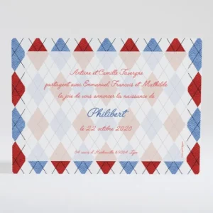 Faire-part de naissance Beau patchwork losanges*Faire-part Elégant Clearance