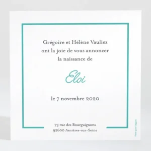 Faire-part de naissance Lisere classique prenom*Faire-part Elégant Clearance